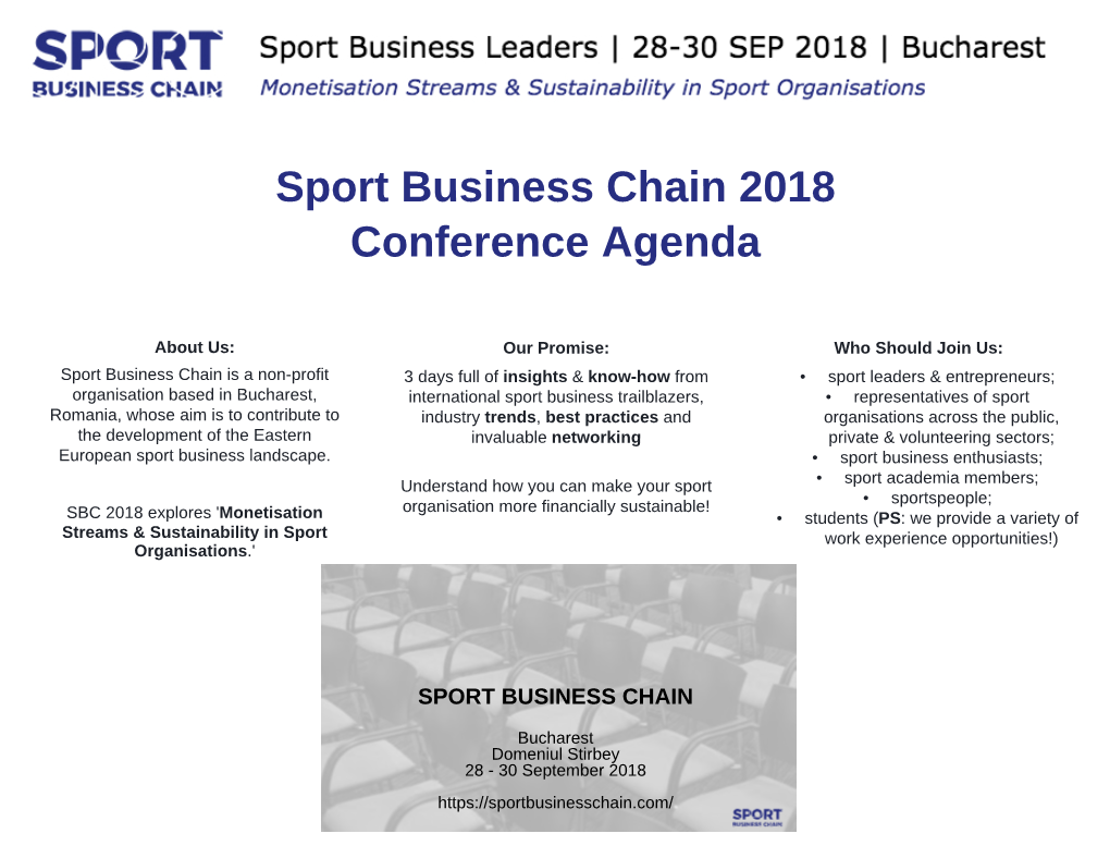 Sport Business Chain 2018 Conference Agenda