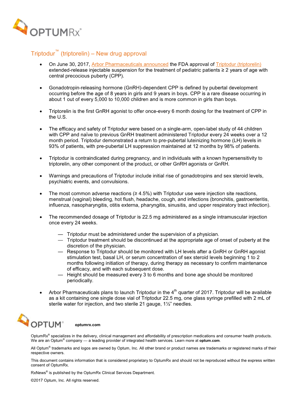 Triptodur™ (Triptorelin) – New Drug Approval