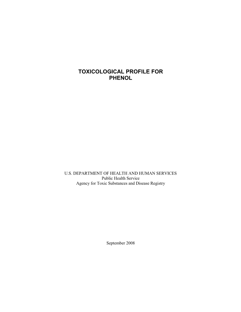 Toxicological Profile for Phenol