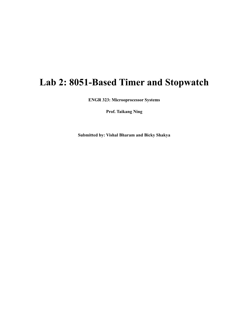 Lab 2: 8051-Based Timer and Stopwatch