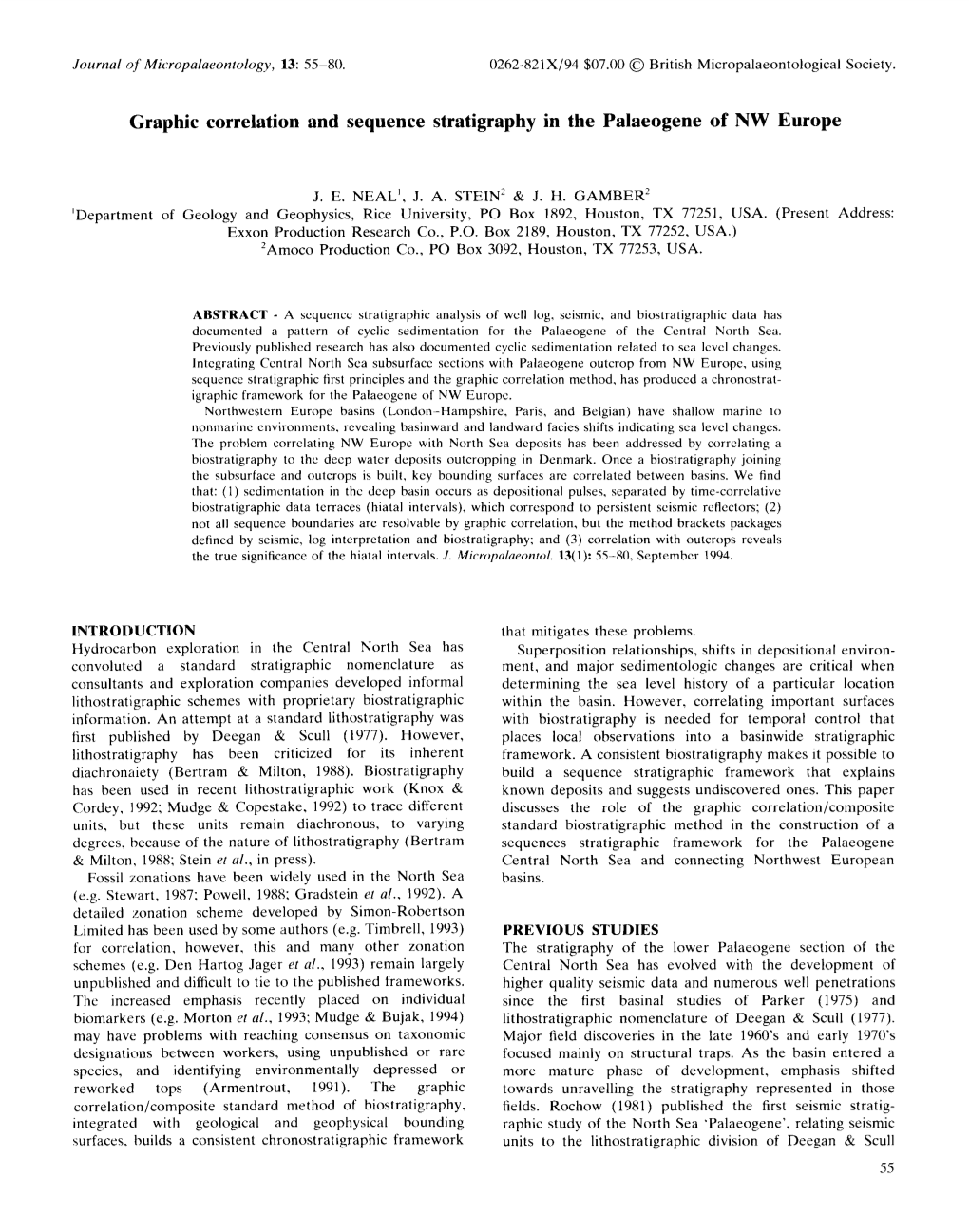 Graphic Correlation and Sequence Stratigraphy in the Palaeogene of NW Europe