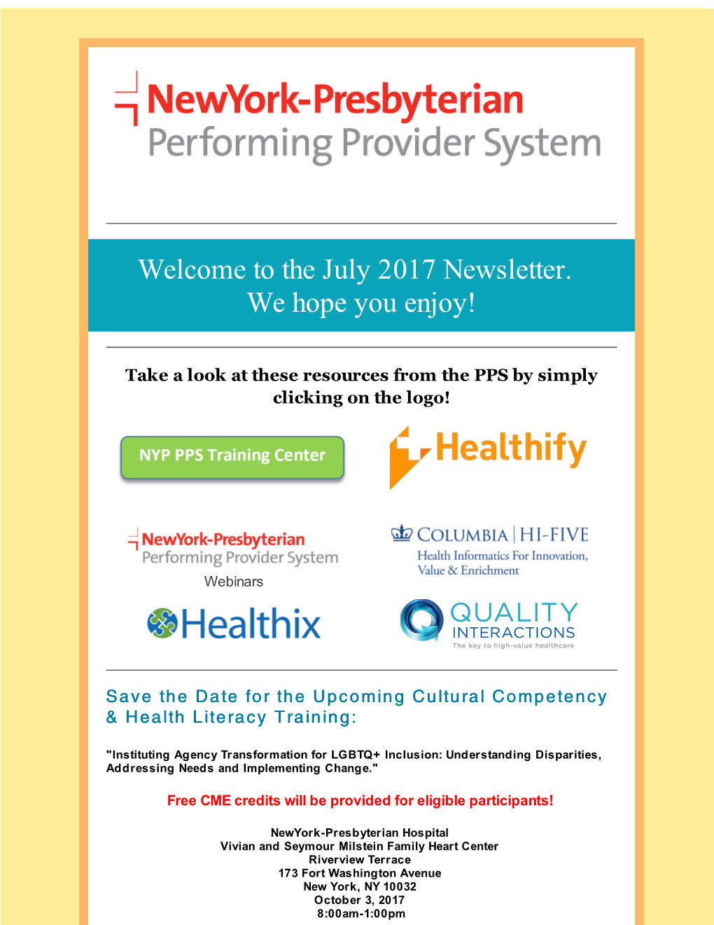 The July 2017 Newsletter. We Hope You Enjoy!