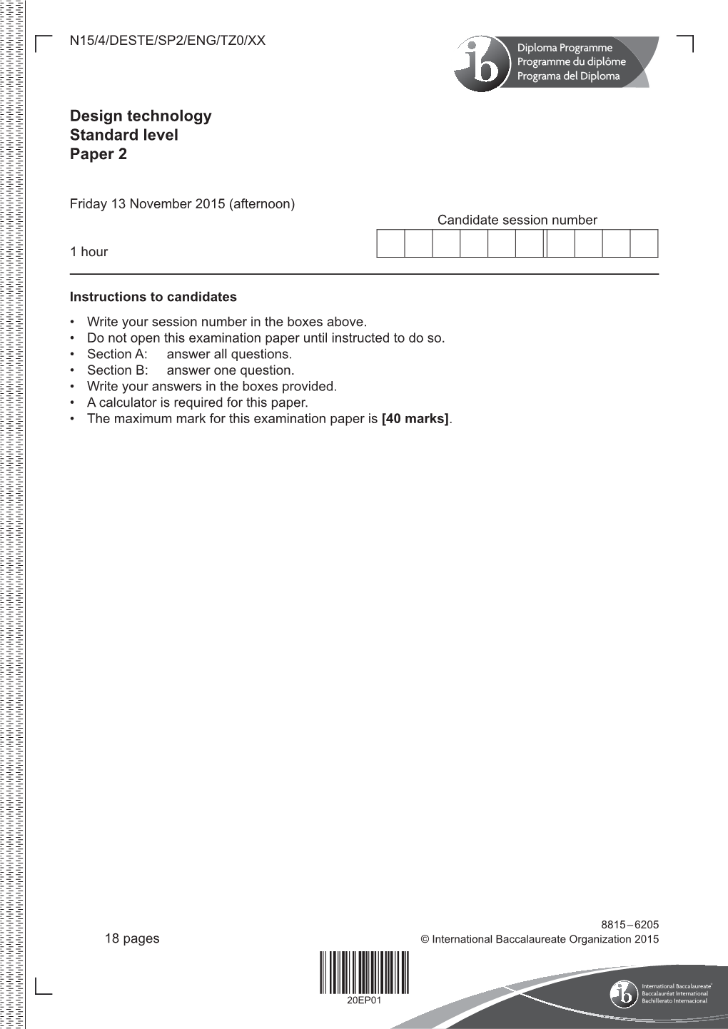 Design Technology Standard Level Paper 2