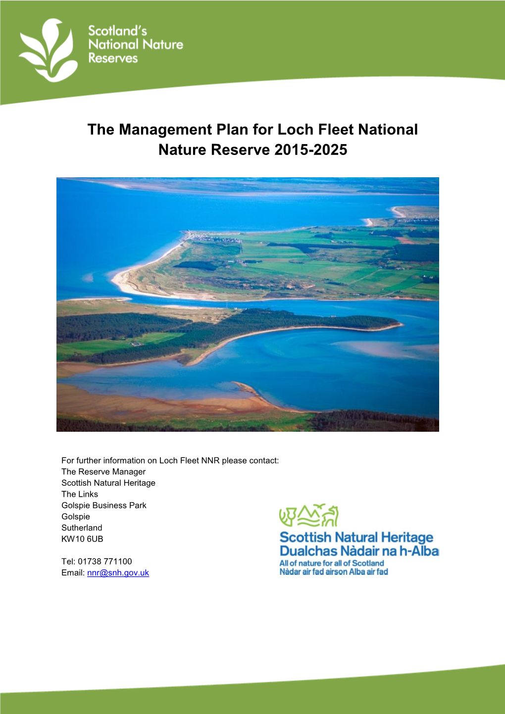 The Management Plan for Loch Fleet National Nature Reserve 2015-2025