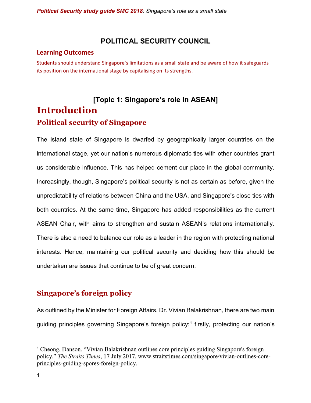 Introduction Political Security of Singapore
