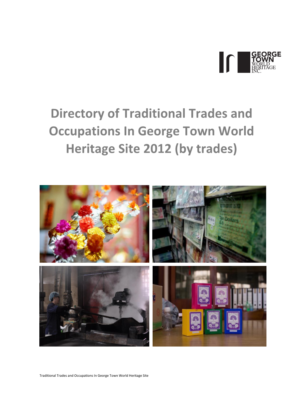 Directory of Traditional Trades and Occupations in George Town World Heritage Site 2012 (By Trades)