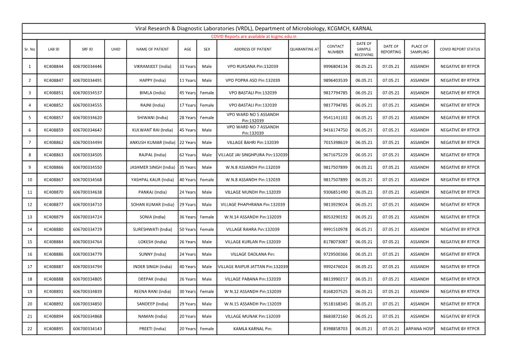 Viral Research & Diagnostic Laboratories (VRDL)