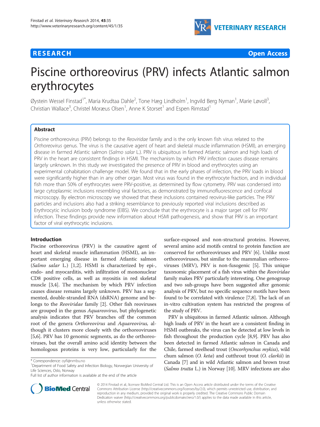 Piscine Orthoreovirus