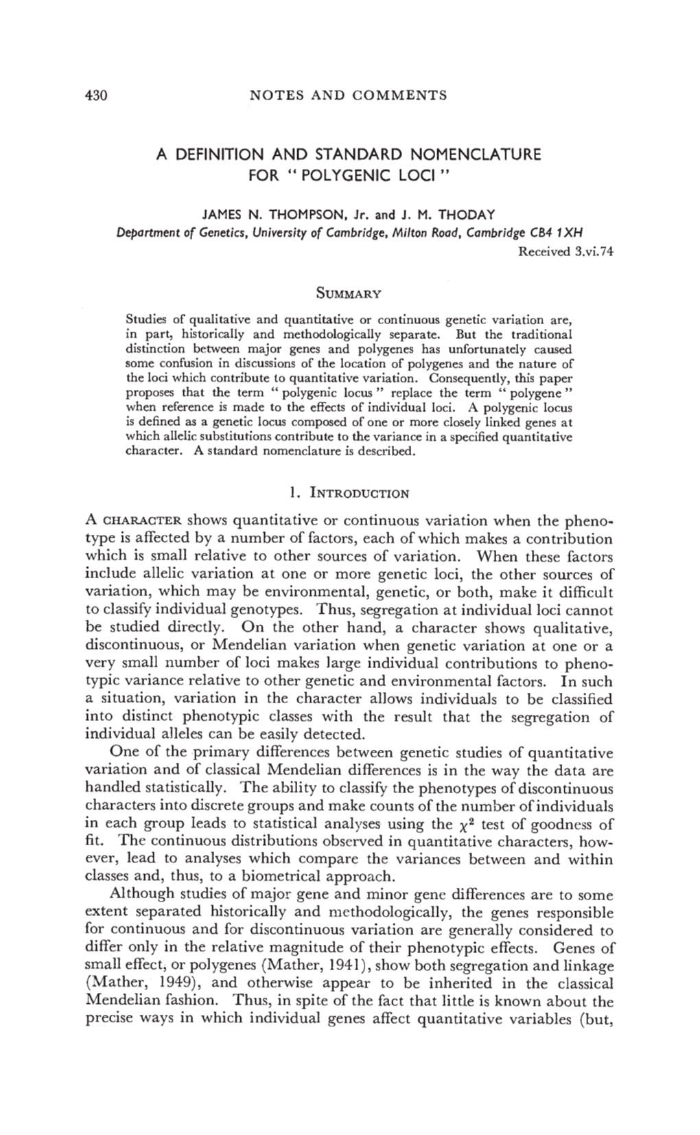 (Mather, 1949), and Otherwise Appear to Be Inherited in the Classical Mendelian Fashion