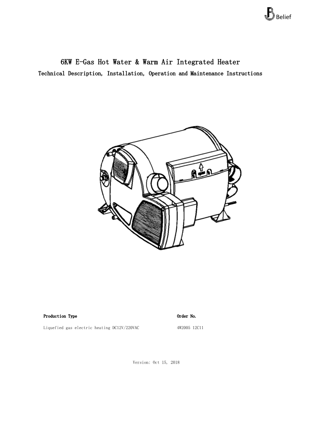 6KW E-Gas Hot Water & Warm Air Integrated Heater