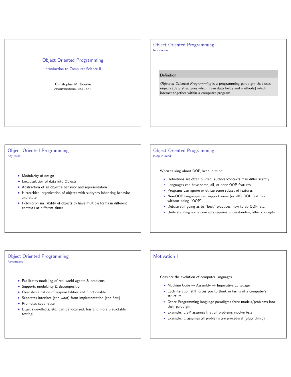 Object Oriented Programming Introduction