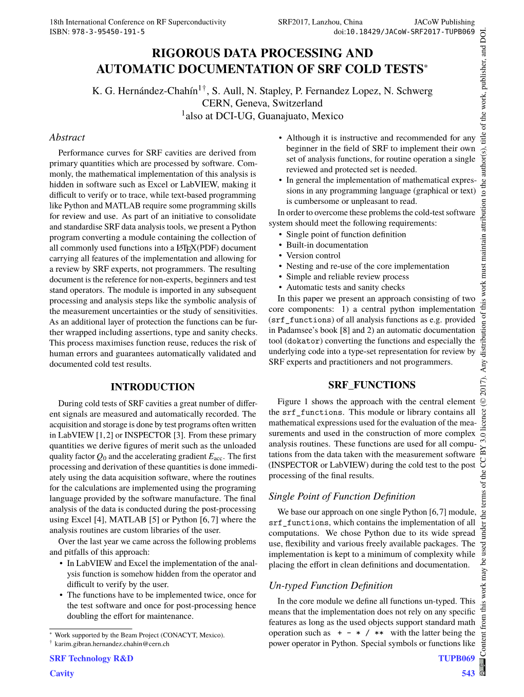 Rigorous Data Processing and Automatic Documentation of Srf Cold Tests∗