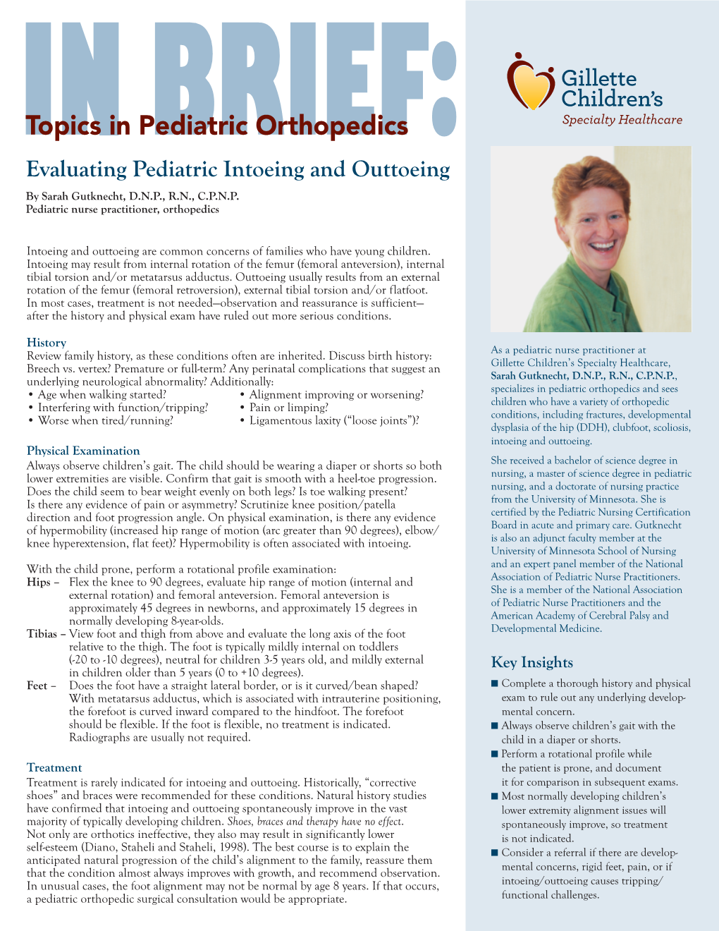 Evaluating Pediatric Intoeing and Outtoeing by Sarah Gutknecht, D.N.P., R.N., C.P.N.P