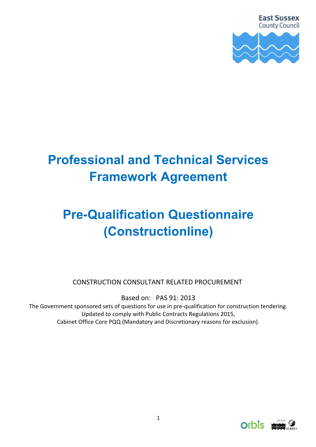 Professional and Technical Services Framework Agreement