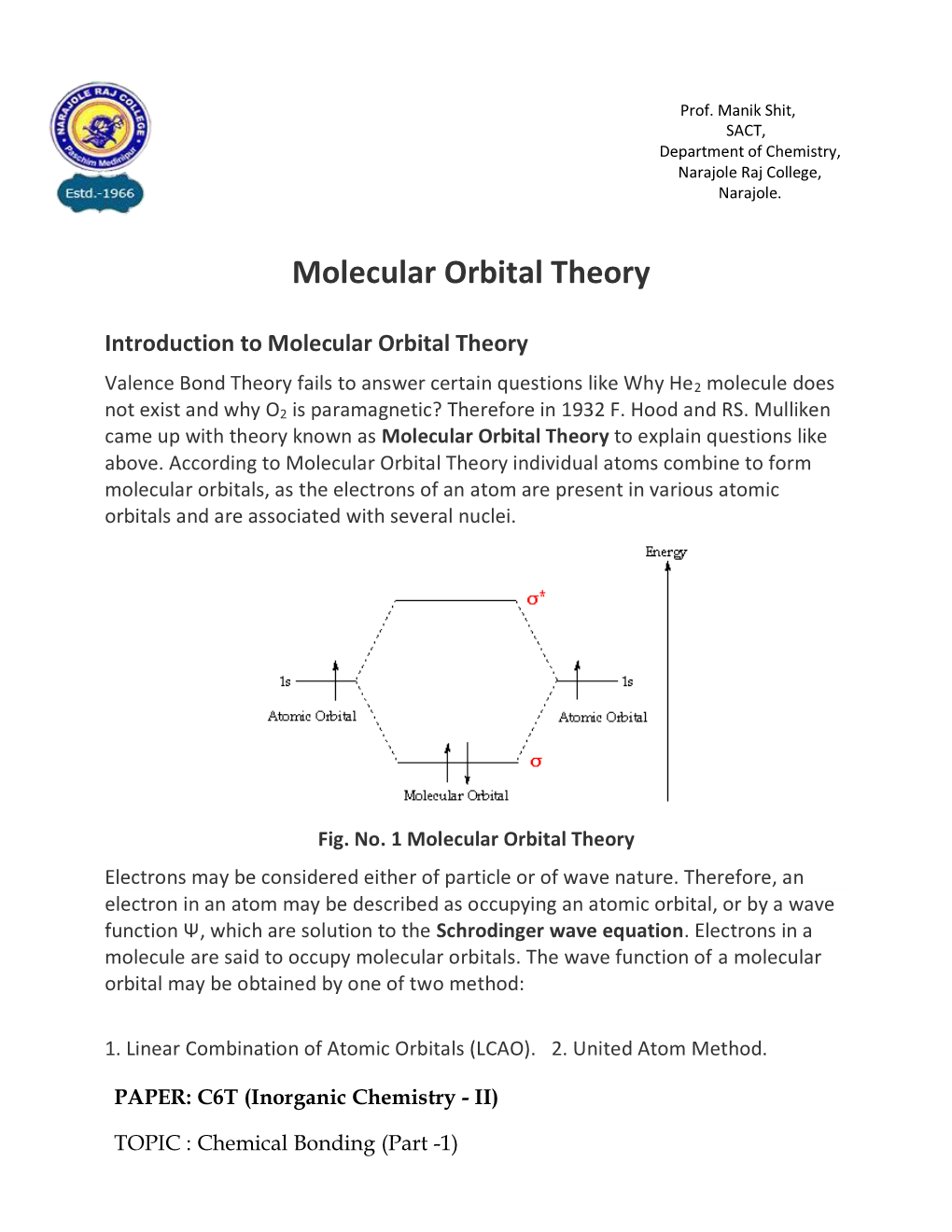 Molecular Orbital Theory