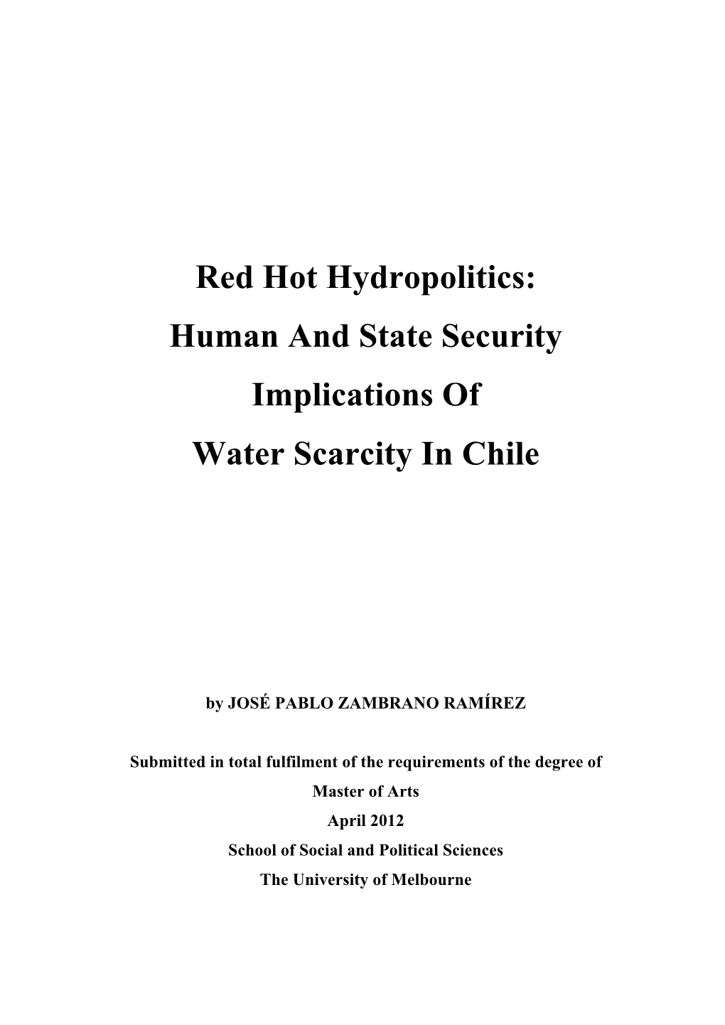 Human and State Security Implications of Water Scarcity in Chile