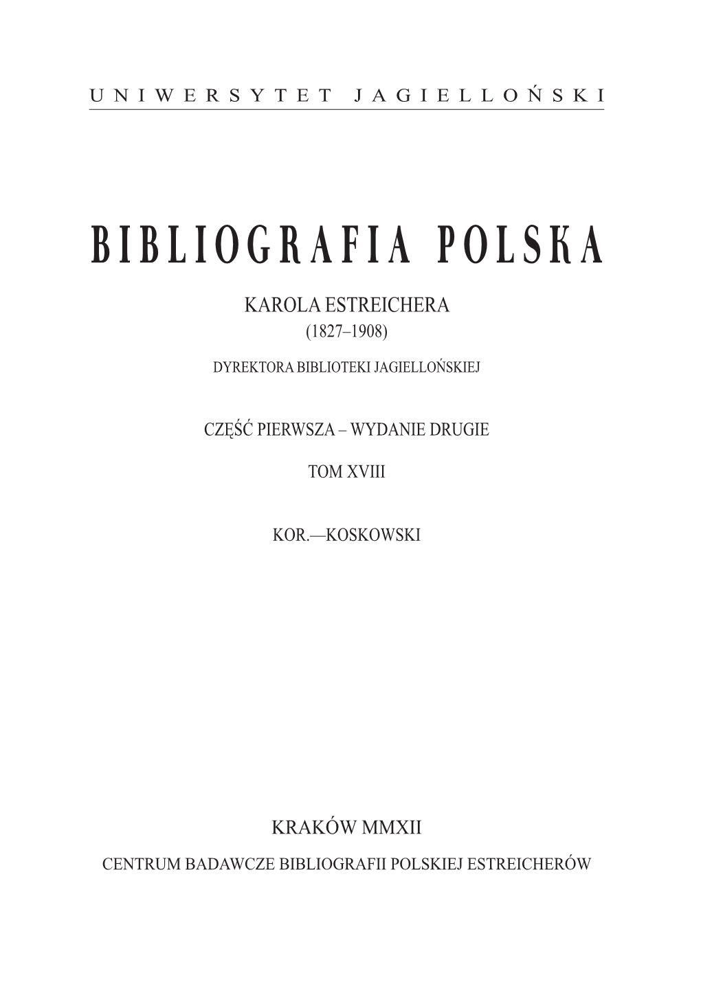 Bibliografia Polska Karola Estreichera (1827–1908)