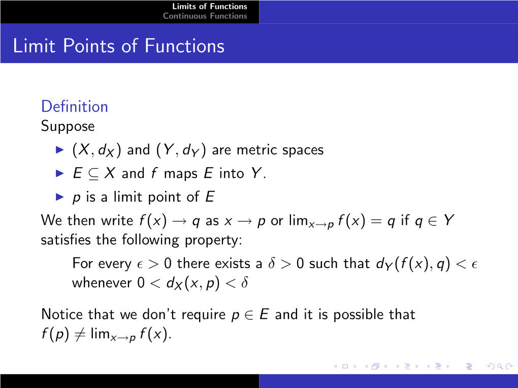 Limit Points of Functions