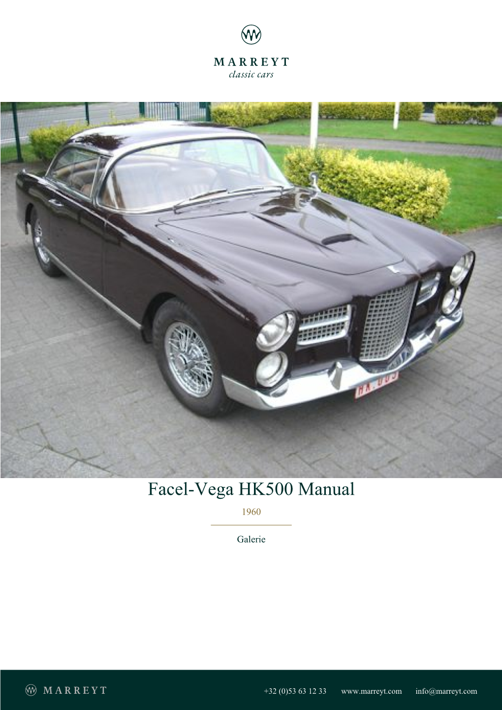 Facel-Vega HK500 Manual 1960