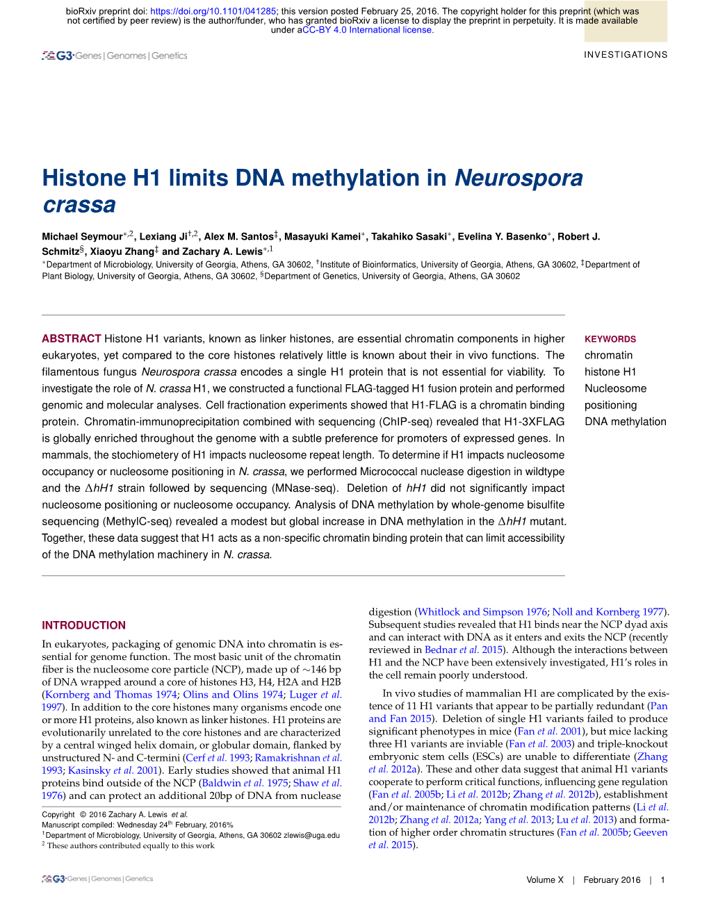 Histone H1 Limits DNA Methylation in Neurospora Crassa