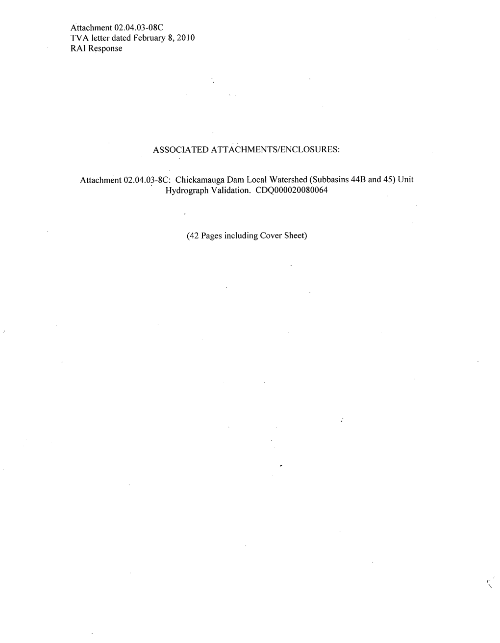 Calculation CDQ000020080064, Revision 2, "Chickamauga Dam