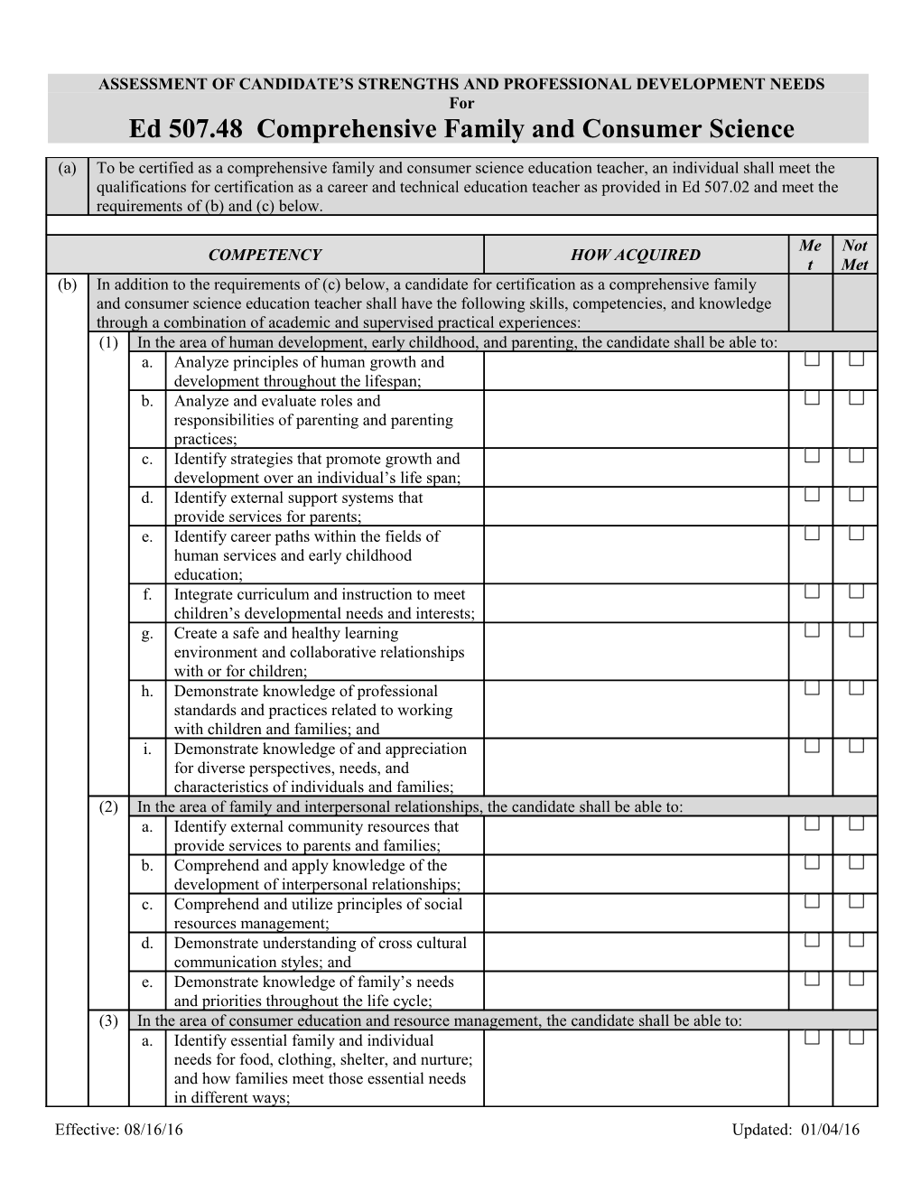 Assessment of Candidate S Strengths and Professional Development Needs s1