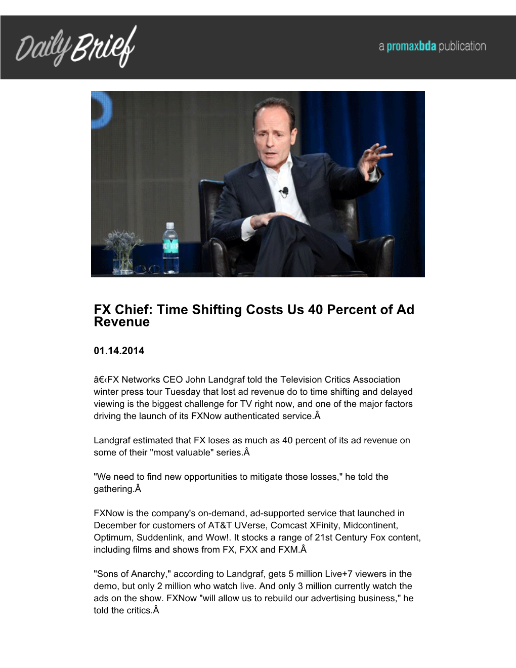 FX Chief: Time Shifting Costs Us 40 Percent of Ad Revenue