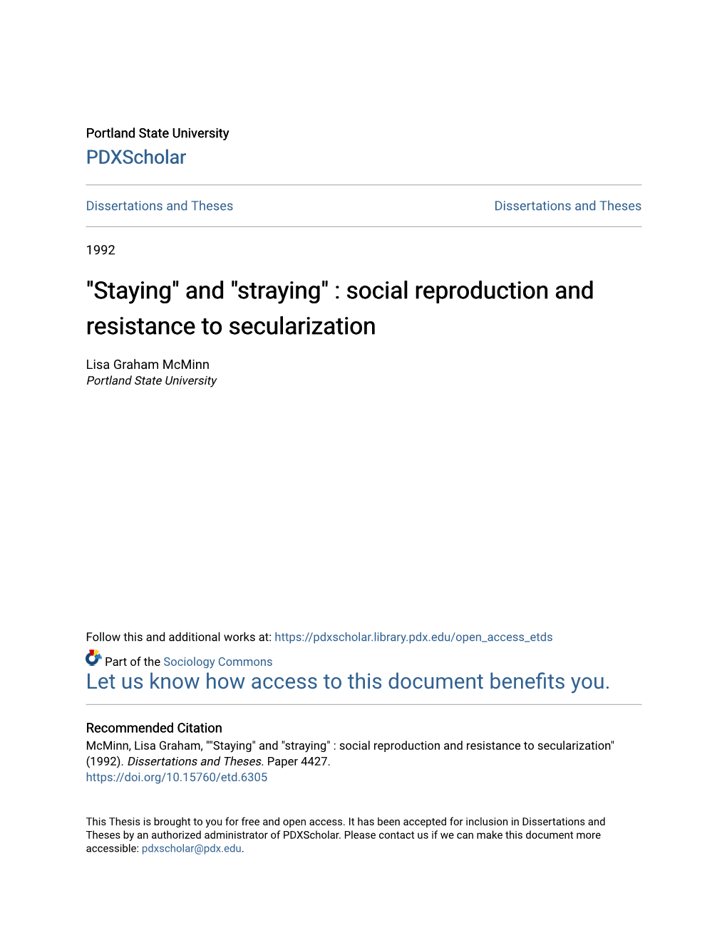 Social Reproduction and Resistance to Secularization