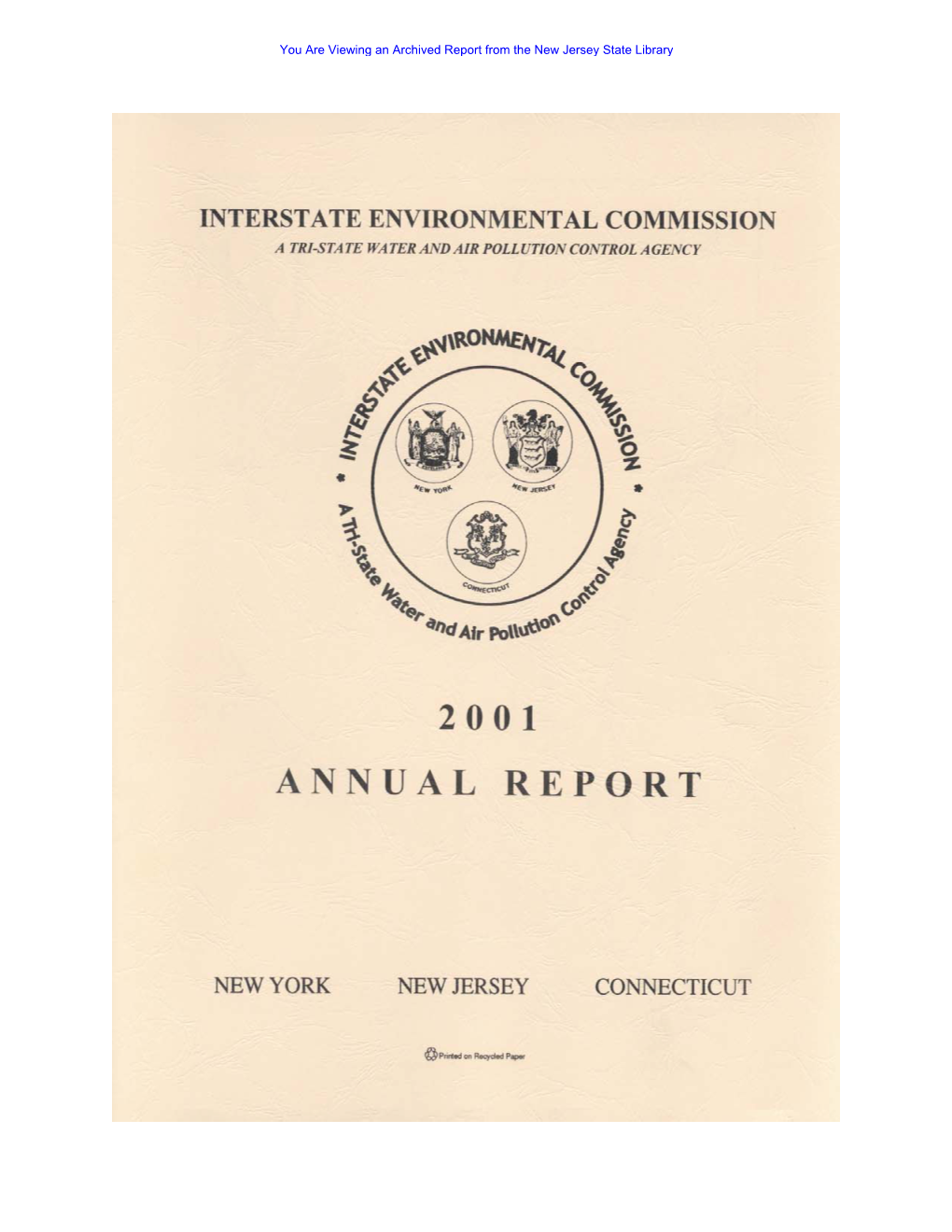 You Are Viewing an Archived Report from the New Jersey State Library