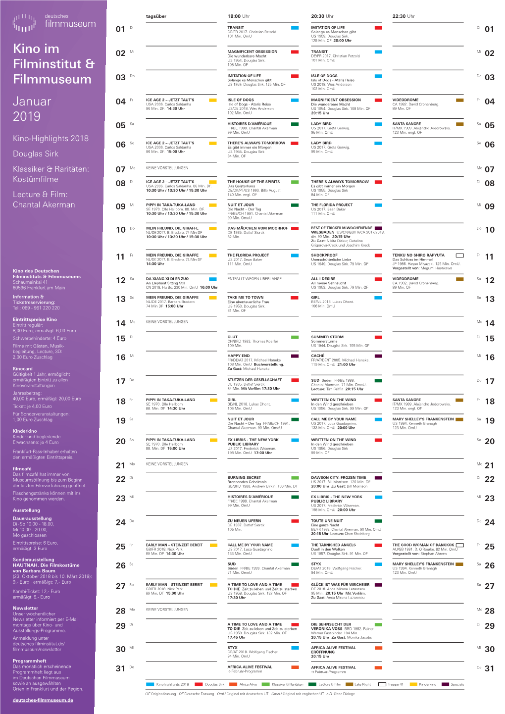 Kino Im Filminstitut & Filmmuseum Januar 2019