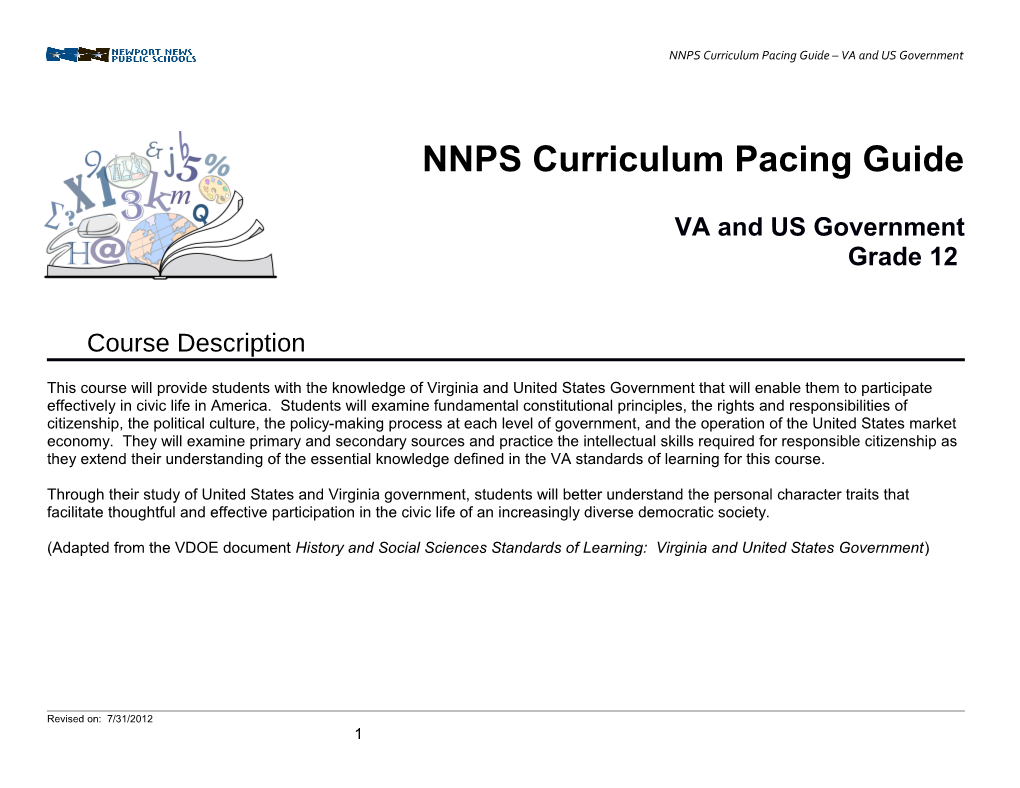 NNPS Curriculum Pacing Guide VA and US Government