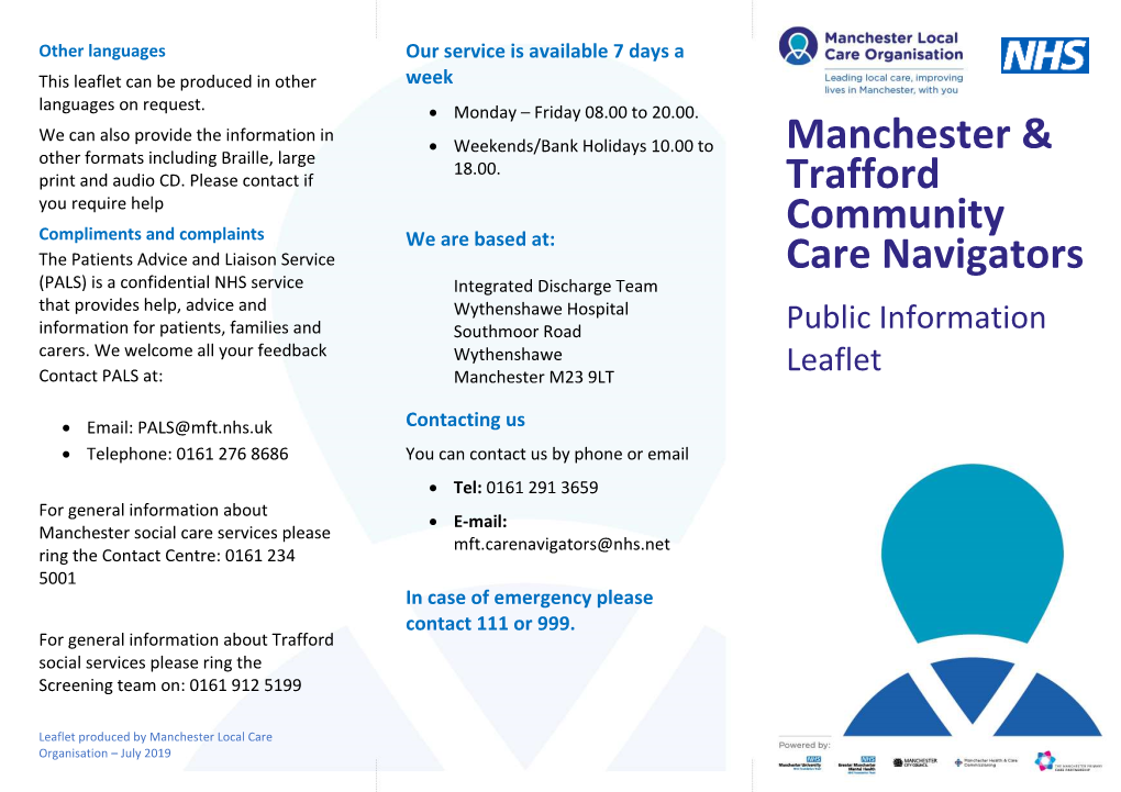 Manchester & Trafford Community Care Navigators