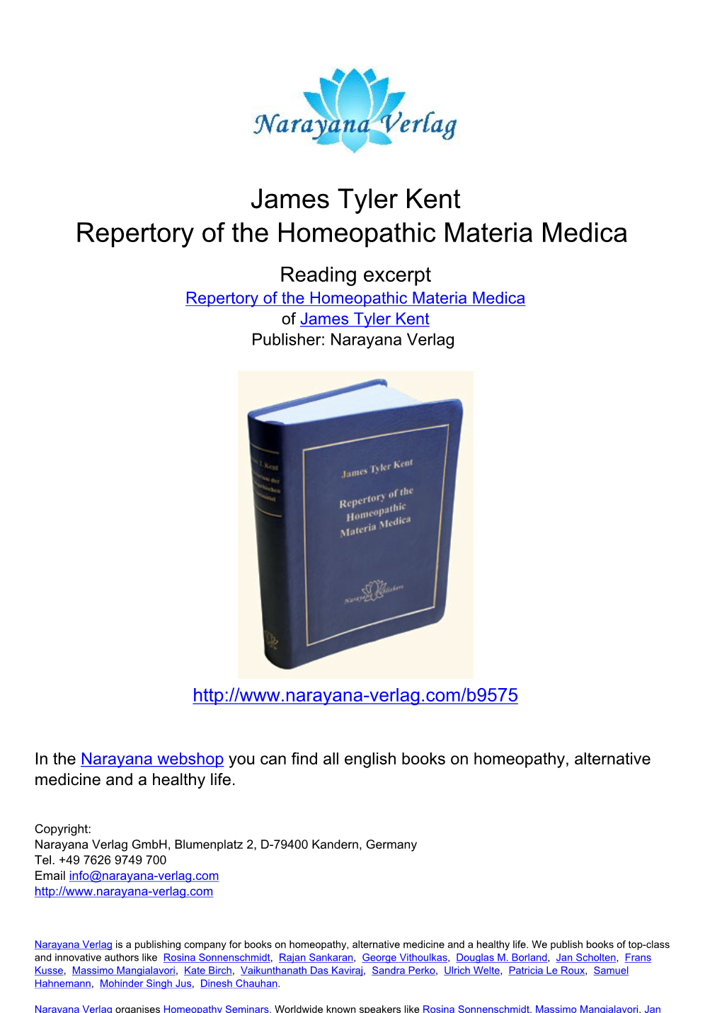 James Tyler Kent Repertory of the Homeopathic Materia Medica
