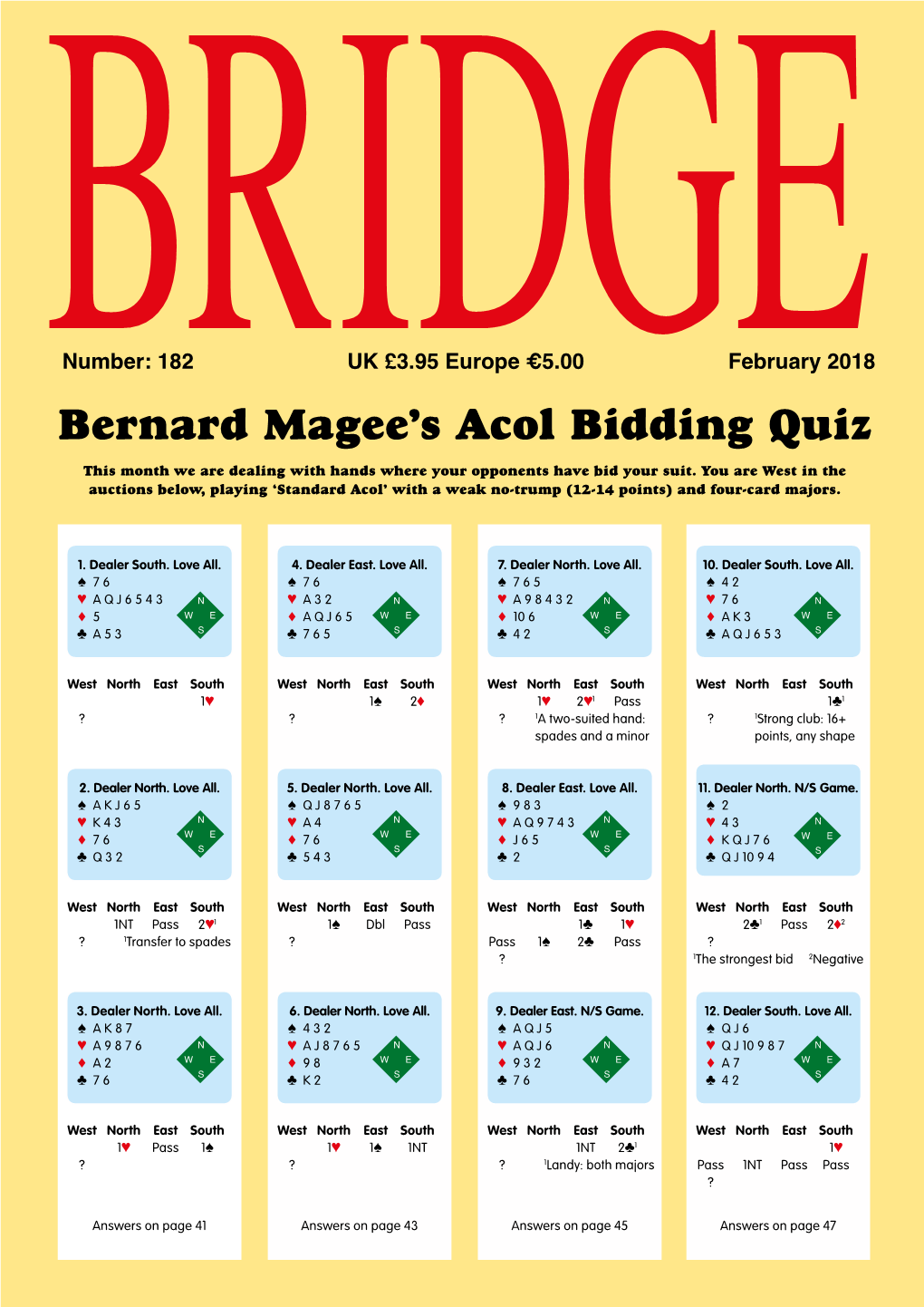 Bernard Magee's Acol Bidding Quiz