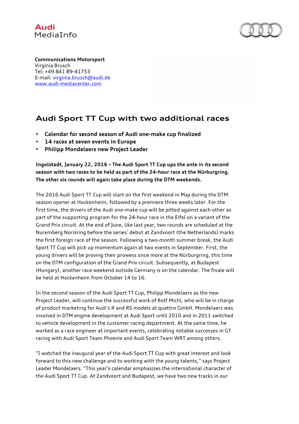 Audi Sport TT Cup with Two Additional Races