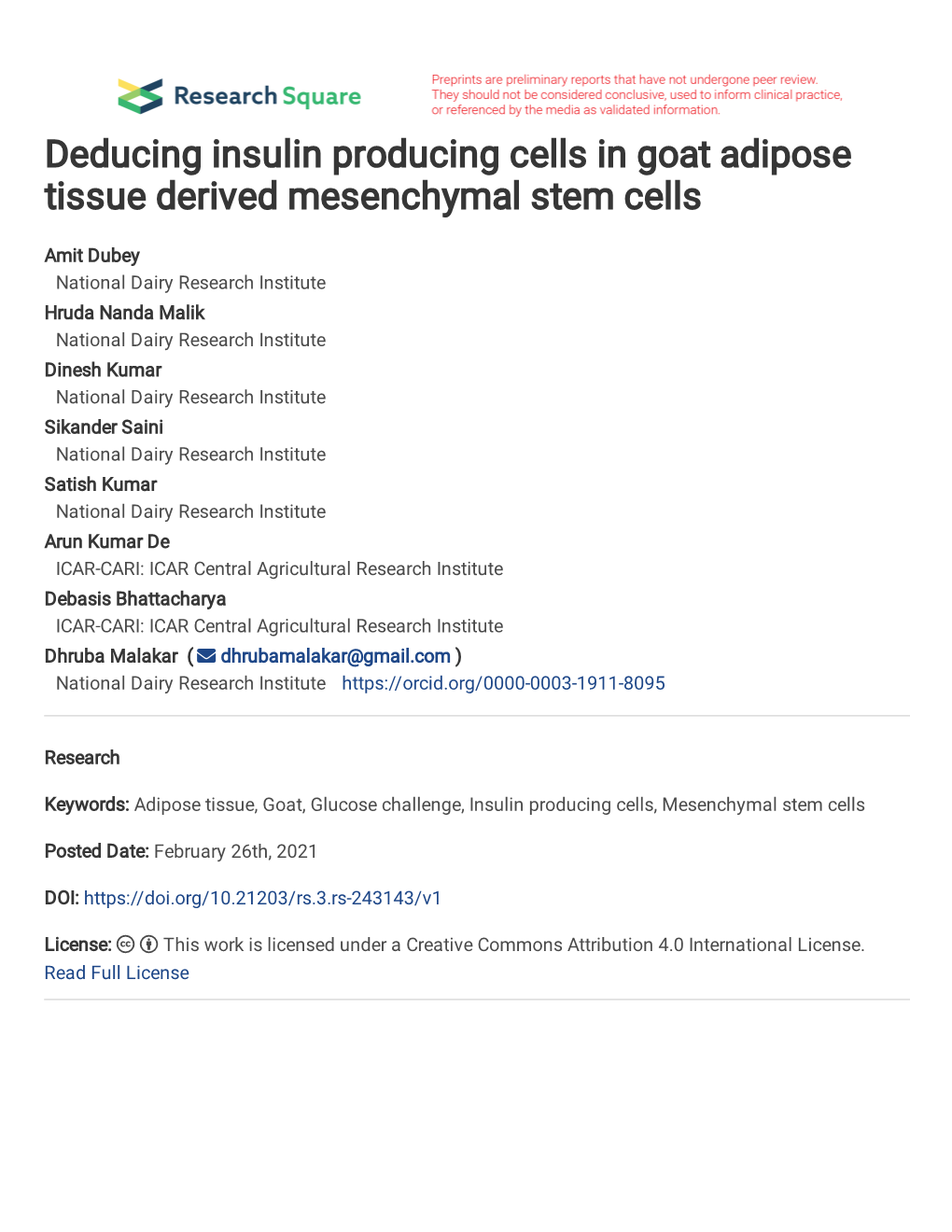 Deducing Insulin Producing Cells in Goat Adipose Tissue Derived Mesenchymal Stem Cells