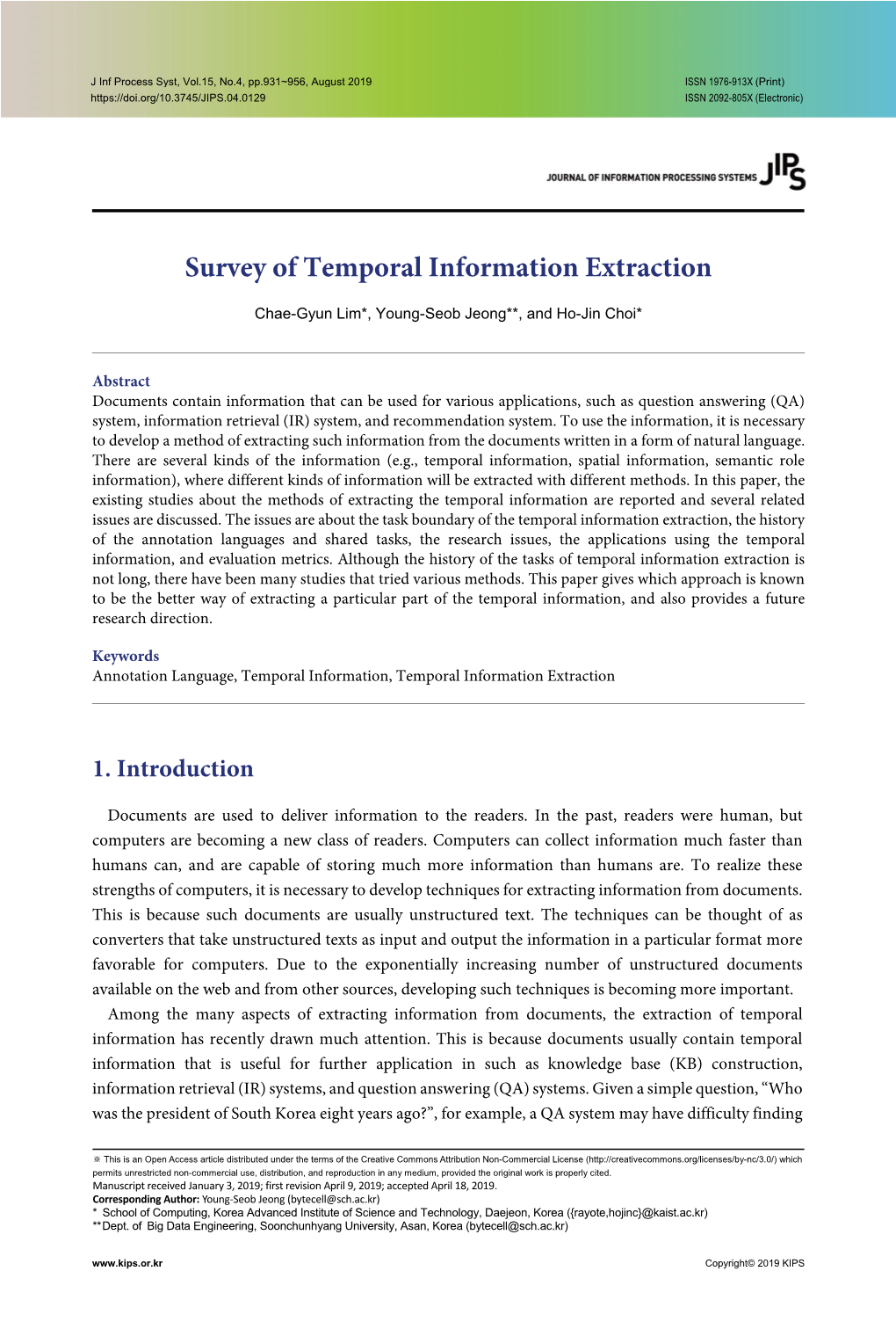 Survey of Temporal Information Extraction