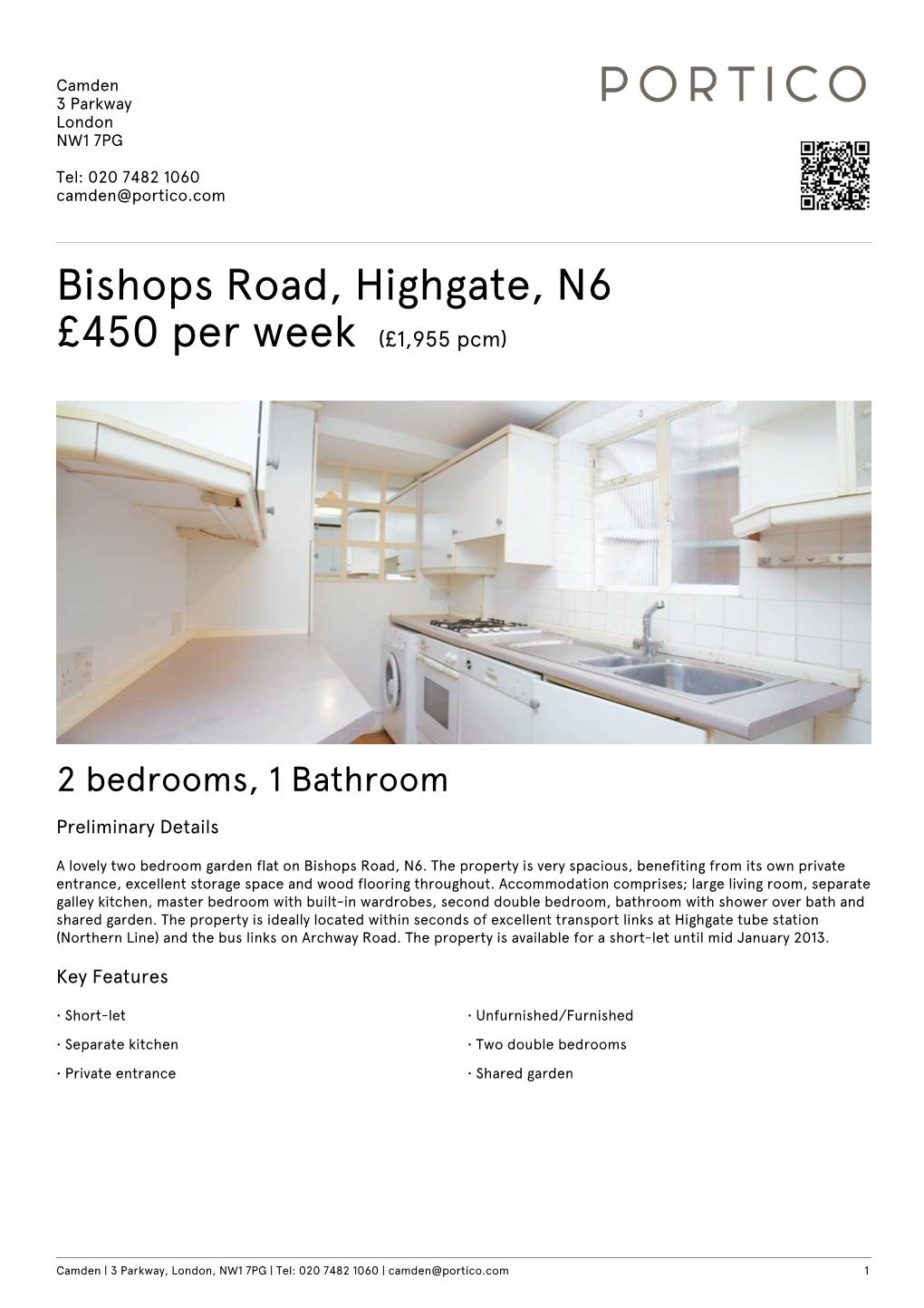 Bishops Road, Highgate, N6 £450 Per Week