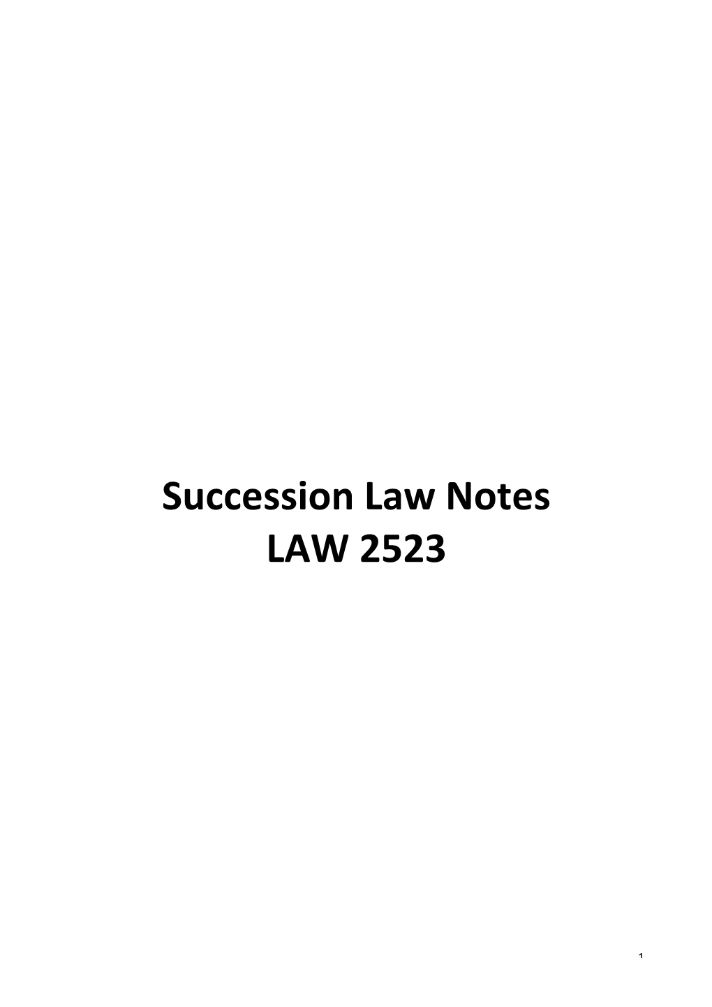 Succession Law Notes LAW 2523