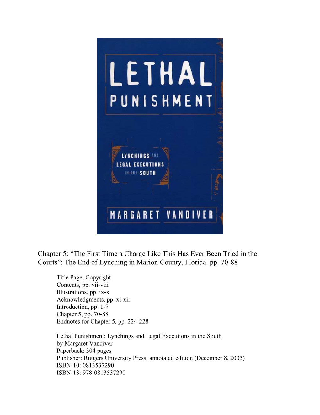 Chapter 5: “The First Time a Charge Like This Has Ever Been Tried in the Courts”: the End of Lynching in Marion County, Florida