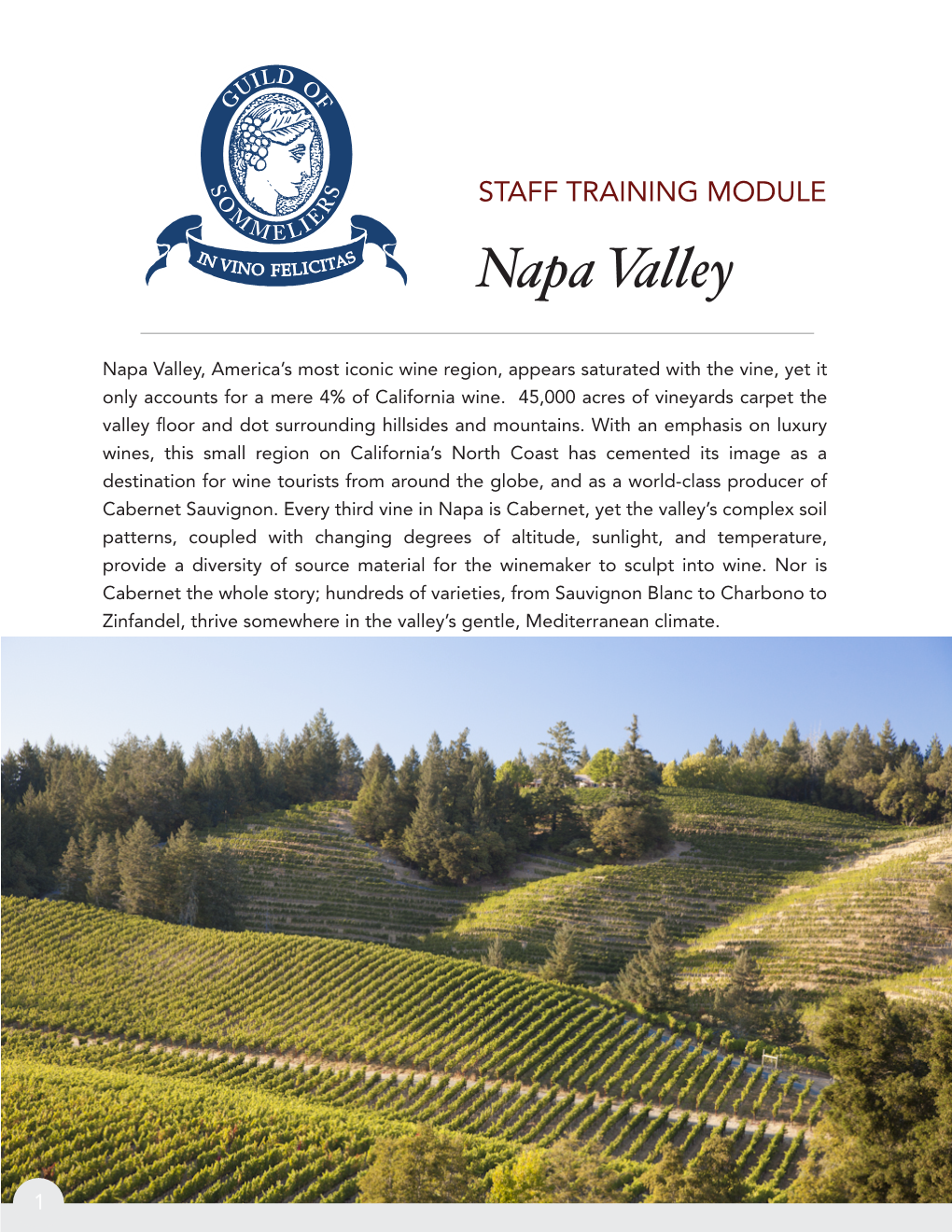 Guild of Sommeliers' Napa Valley Staff Training Guide