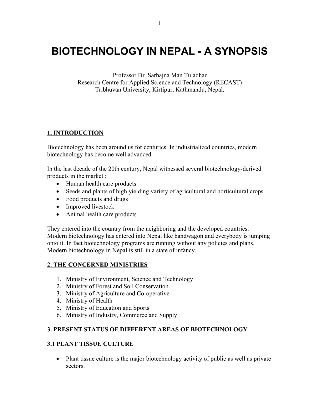 Biotechnology in Nepal