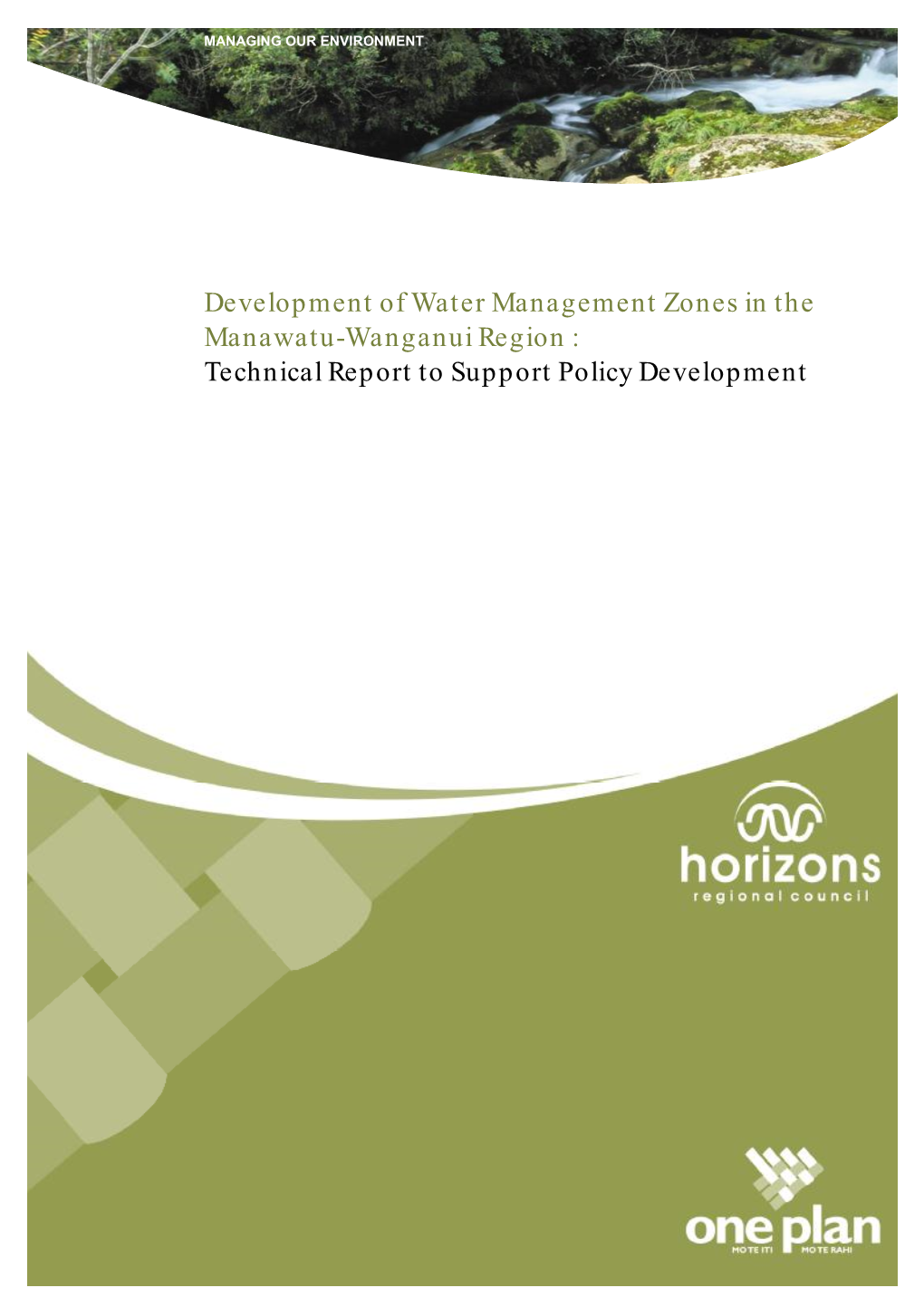 Development of Water Management Zones in the Manawatu-Wanganui Region