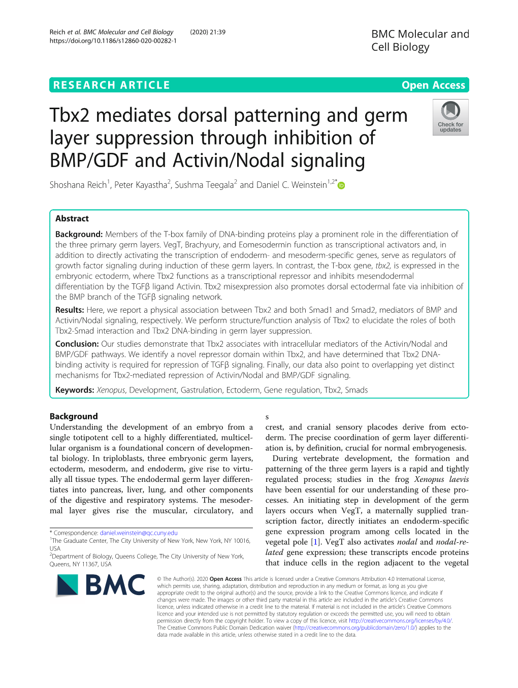 Tbx2 Mediates Dorsal Patterning and Germ Layer Suppression Through