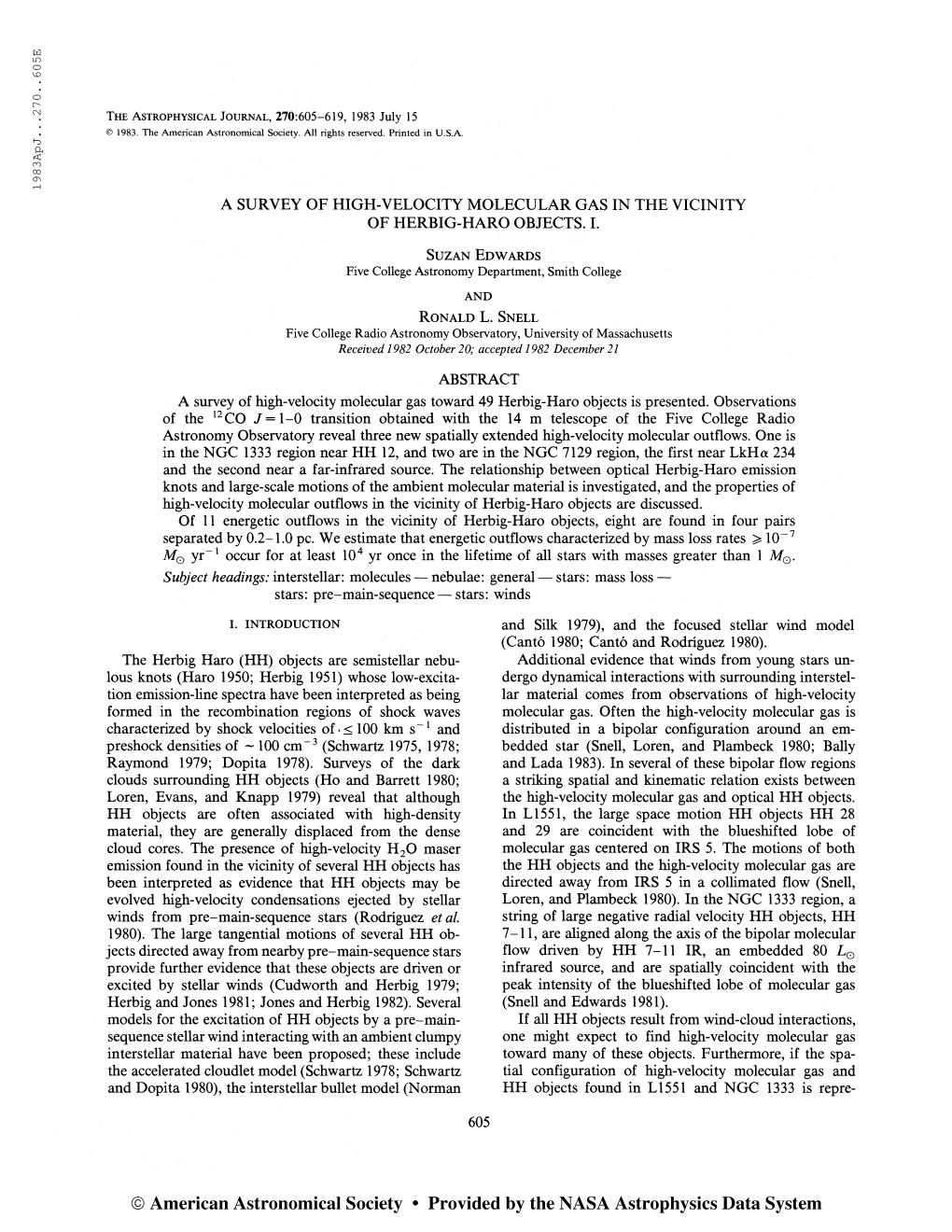 1983Apj. . .270 . .605E the Astrophysical Journal, 270:605-619