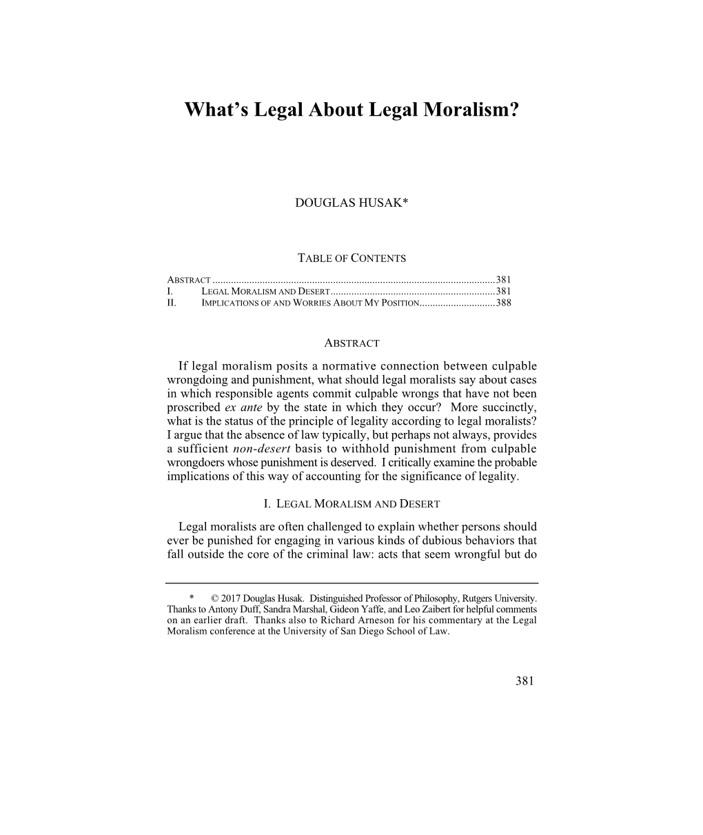 What's Legal About Legal Moralism?