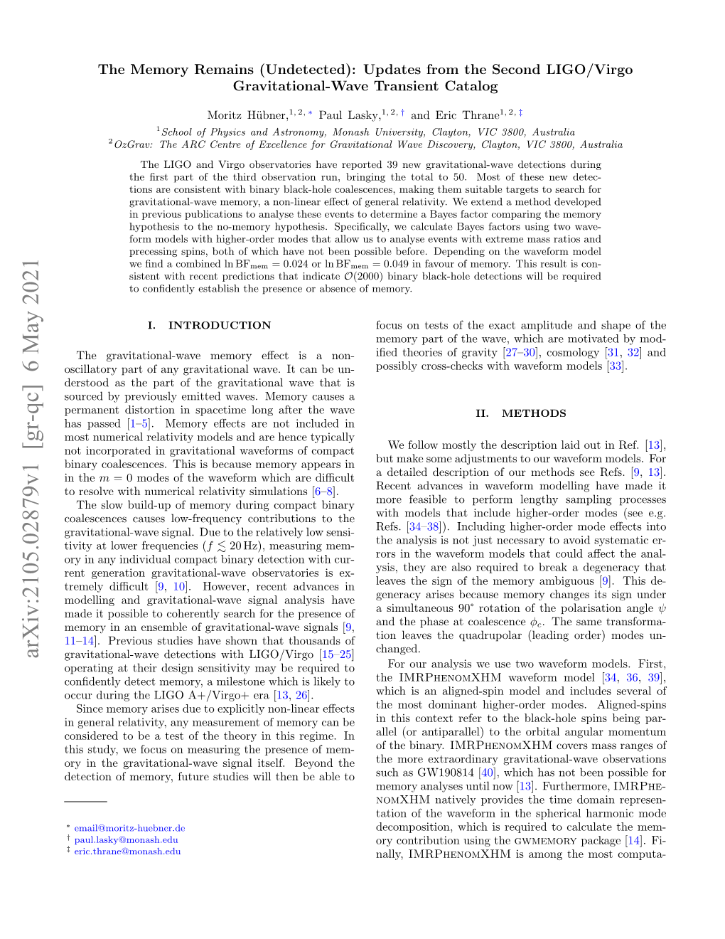 Arxiv:2105.02879V1 [Gr-Qc] 6 May 2021