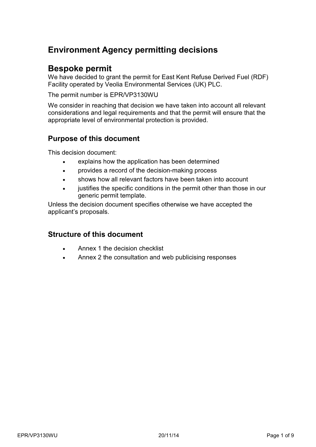 233 08 SD50 Environment Permitting Decision Document