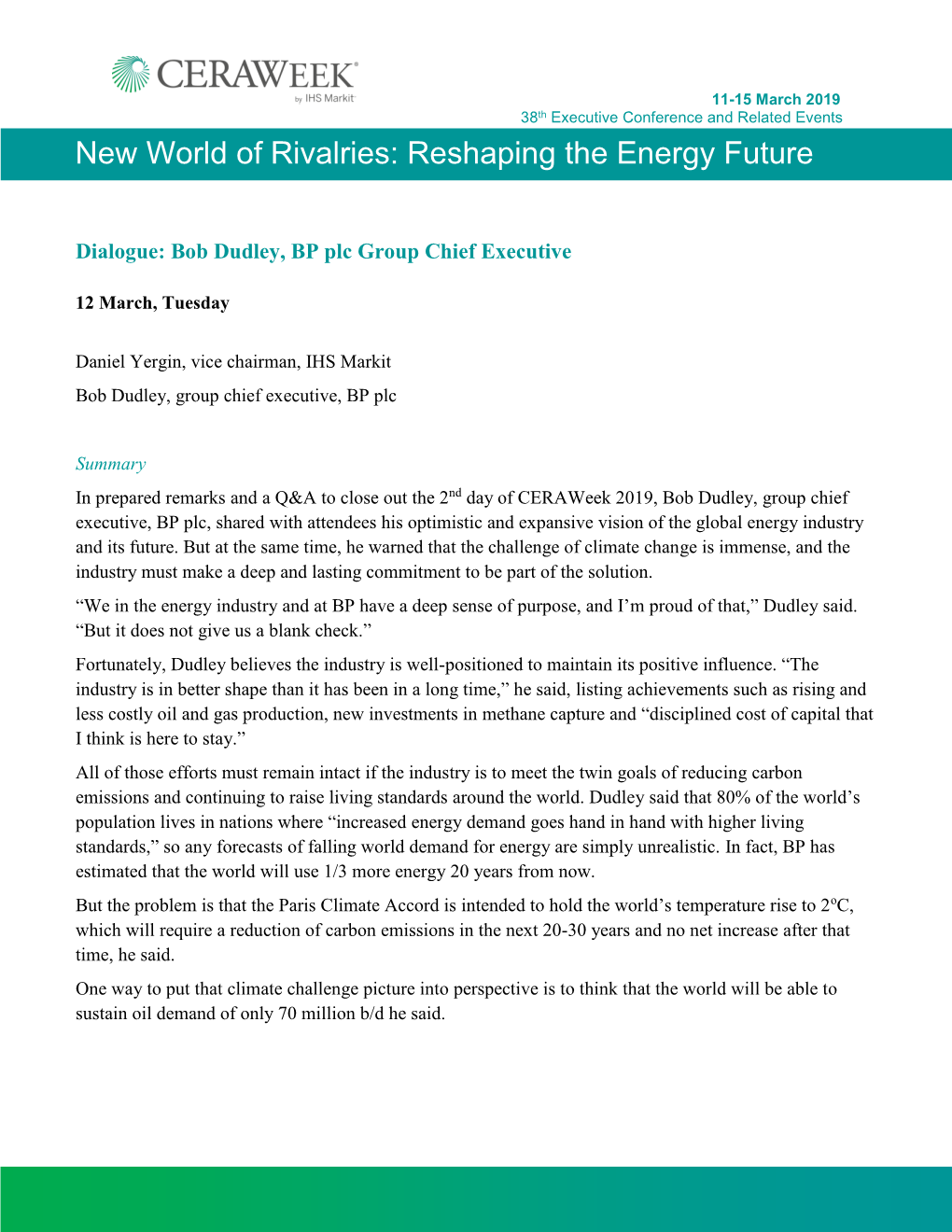 New World of Rivalries: Reshaping the Energy Future
