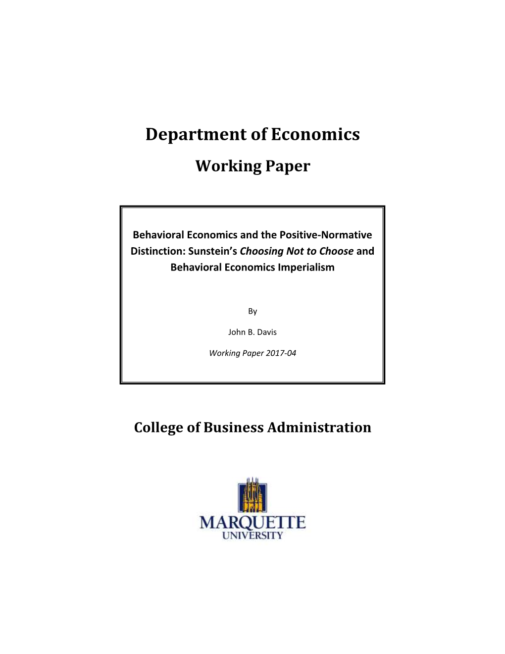 Department of Economics Working Paper